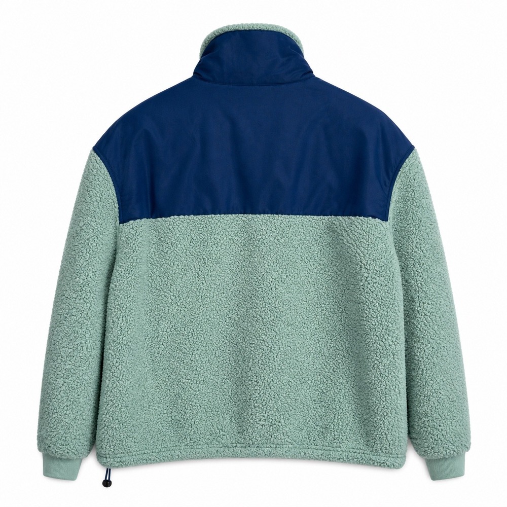 UGG Sherpa Fleece Pullover Women's M Teal Blue Logo Quarter Snap Cozy Sweater - Picture 3 of 8